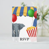 Circus Carnival Custom Birthday RSVP Kaartje (Staand voorkant)