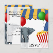 Circus Carnival Custom Birthday RSVP Kaartje (Voorkant / Achterkant)