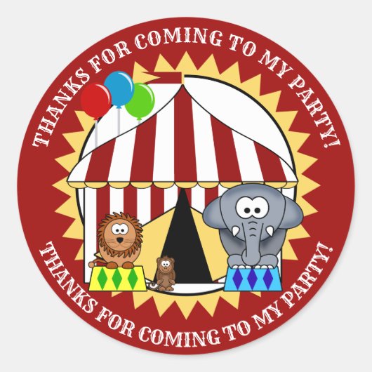 Circus Carnival Dank u Sticker (Voorkant)