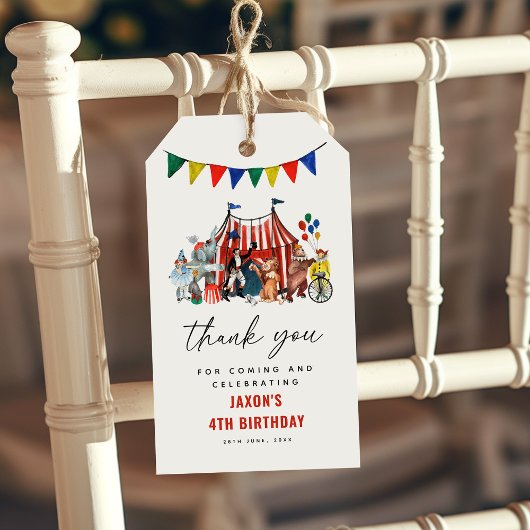 Circus Carnival Festival Birthday Kind Dank je wel Cadeaulabel