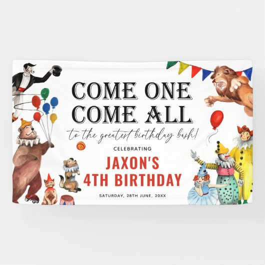 Circus Carnival Festival Kind Birthday Spandoek (Horizontaal)