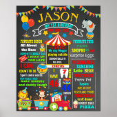 Circus Carnival First Birthday chalkboard Poster (Voorkant)