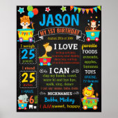 Circus Carnival First Birthday Chalkboard-teken Poster (Voorkant)