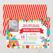 Circus Carnival Foto van Birthday Party Kaart (Voorkant / Achterkant)