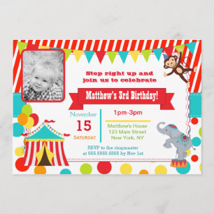Circus Carnival Foto van Birthday Party Kaart