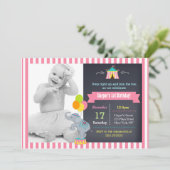 Circus Carnival Girls Birthday Invitation Kaart (Staand voorkant)