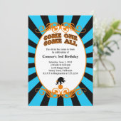 Circus Carnival Invitation Blue Kaart (Staand voorkant)