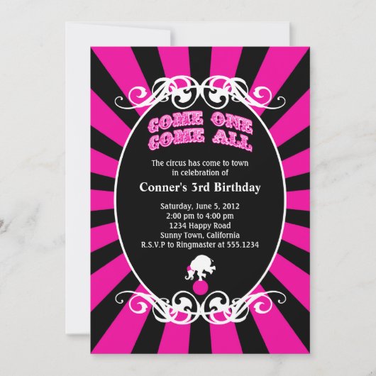 Circus Carnival Invitation Kaart (Voorkant)