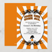 Circus Carnival Invitation Sinaasappel Kaart (Voorkant / Achterkant)