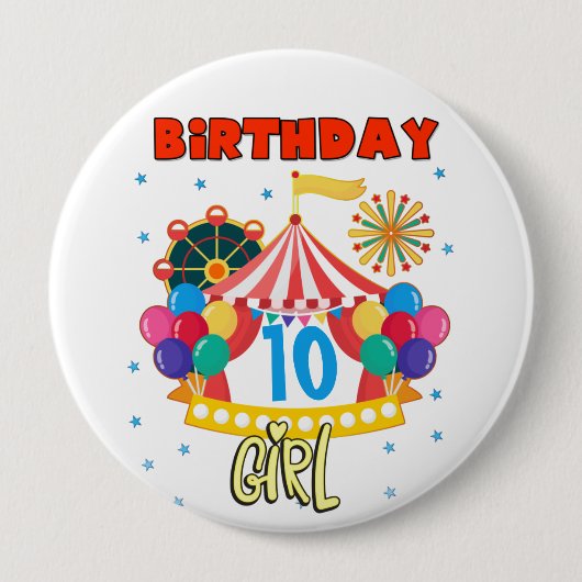 Circus Carnival Party Girl Theme Ronde Button 4,0 Cm (Voorkant)