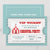 Circus Carnival Party Ticket Advocation Kaart (Voorkant / Achterkant)