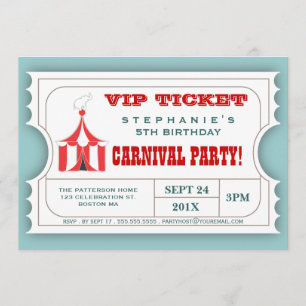 Circus Carnival Party Ticket Advocation Kaart