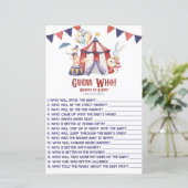Circus Carnival raad wie. Baby shower game (Staand voorkant)