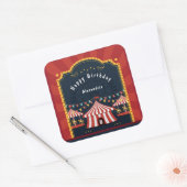  Circus Carnival Red White Birthday Age Vierkante Sticker (Envelop)