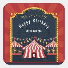  Circus Carnival Red White Birthday Age