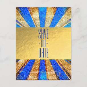  Circus Carnival Royal Blue Gold Foil Party Aankondigingskaart