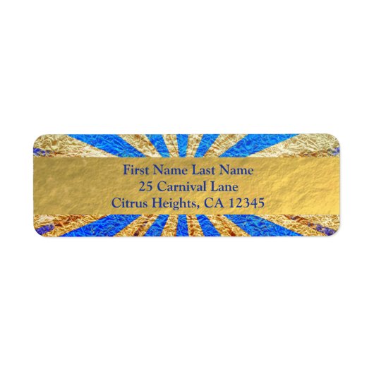  Circus Carnival Royal Blue Gold Foil Party Etiket (Voorkant)