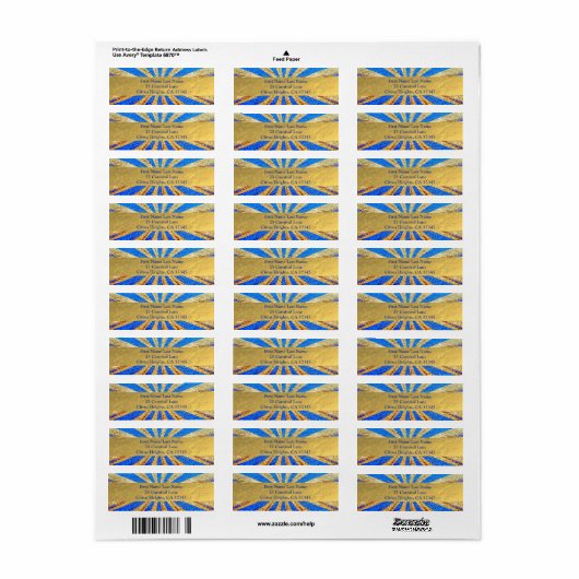  Circus Carnival Royal Blue Gold Foil Party Etiket (Full Sheet)
