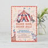 Circus Carnival Tent Animals Kid's Birthday Kaart (Staand voorkant)