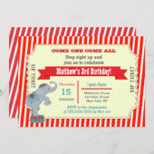 Circus Carnival Ticket Birthday Party Invitations Kaart (Voorkant / Achterkant)