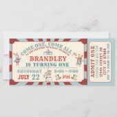 Circus Carnival Ticket Birthday Uitnodiging (Voorkant)