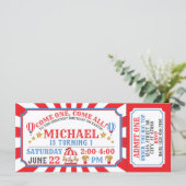 Circus Carnival Ticket Birthday Uitnodiging (Staand voorkant)