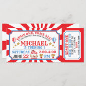 Circus Carnival Ticket Birthday Uitnodiging (Voorkant / Achterkant)