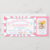 Circus Carnival Ticket Birthday Uitnodiging (Voorkant)