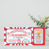 Circus Carnival Ticket Birthday Uitnodiging (Staand voorkant)
