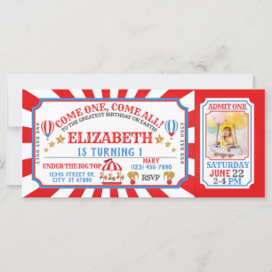 Circus Carnival Ticket Birthday Uitnodiging
