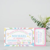 Circus Carnival Ticket Birthday Uitnodiging (Staand voorkant)