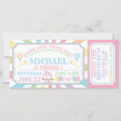 Circus Carnival Ticket Birthday Uitnodiging (Voorkant)