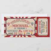 Circus Carnival Ticket Birthday Uitnodiging (Voorkant)