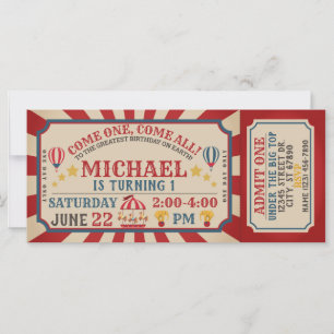 Circus Carnival Ticket Birthday Uitnodiging