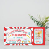 Circus Carnival Ticket Birthday Uitnodiging (Staand voorkant)