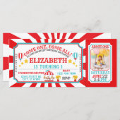 Circus Carnival Ticket Birthday Uitnodiging (Voorkant / Achterkant)