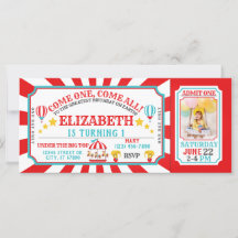 Circus Carnival Ticket Birthday Uitnodiging