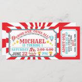 Circus Carnival Ticket Birthday Uitnodiging (Voorkant / Achterkant)