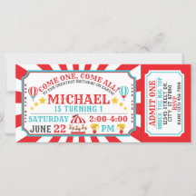 Circus Carnival Ticket Birthday Uitnodiging