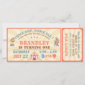 Circus Carnival Ticket Birthday Uitnodiging (Voorkant)