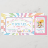 Circus Carnival Ticket Birthday Uitnodiging (Voorkant / Achterkant)