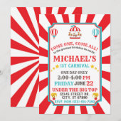Circus Carnival Ticket Birthday Uitnodiging (Voorkant / Achterkant)