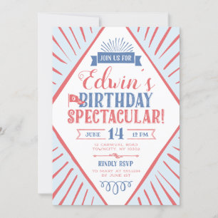 Circus Carnival Typografisch Birthday Spectaculair Kaart