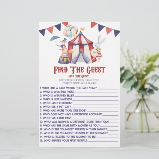 Circus Carnival vindt het spel van het gastBaby sh Briefpapier (Staand voorkant)