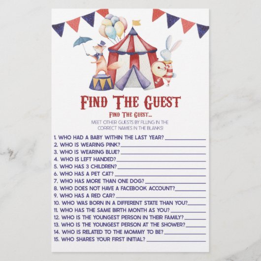 Circus Carnival vindt het spel van het gastBaby sh Briefpapier (Voorkant)