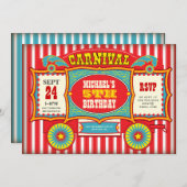  Circus Carnival Wagon Birthday Party Kaart (Voorkant / Achterkant)