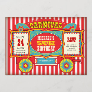 Circus Carnival Wagon Birthday Party Kaart