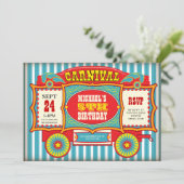  Circus Carnival Wagon Birthday Party Kaart (Staand voorkant)