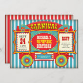  Circus Carnival Wagon Birthday Party Kaart (Voorkant / Achterkant)