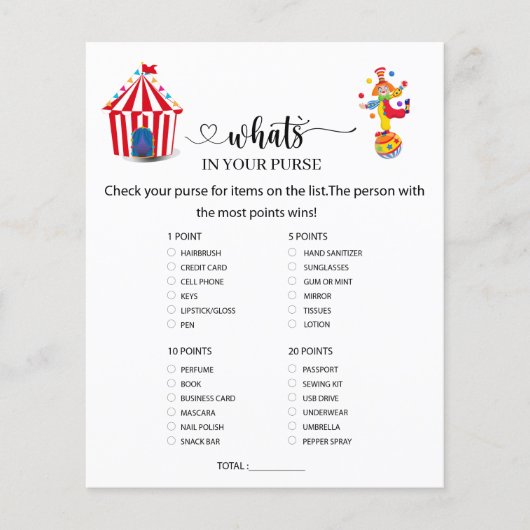 Circus Carnival Wat in uw tas zit (Voorkant)